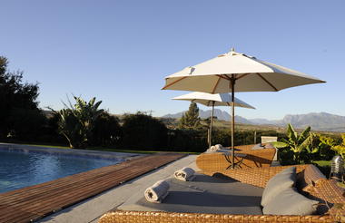 Terrace at pool with view